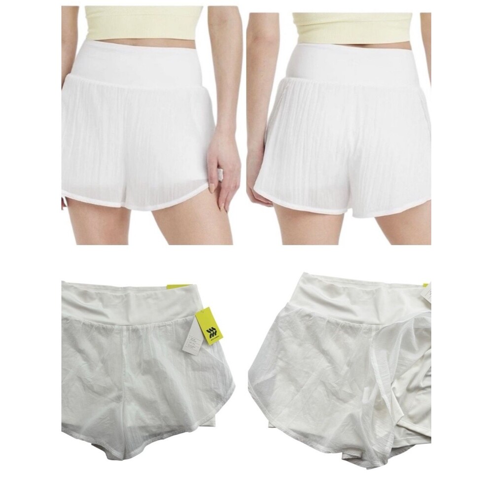 All in Motion 2-in-1 Run Shorts Pockets & Liner White Sz. M NWT
